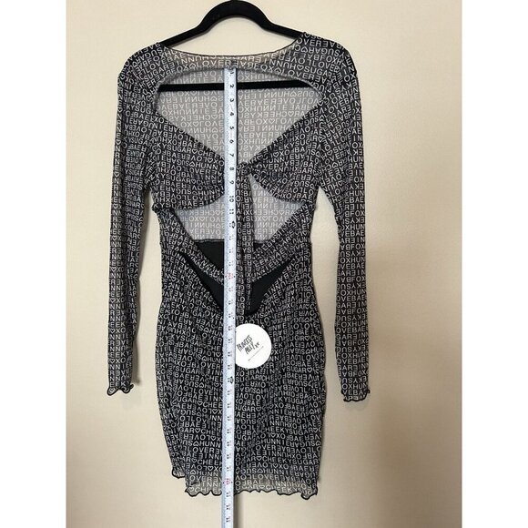 Princess Polly Text Me Dress Womens 10 Black NWT Sexy Mini Sheer Cut Out E-Girl - Picture 12 of 14